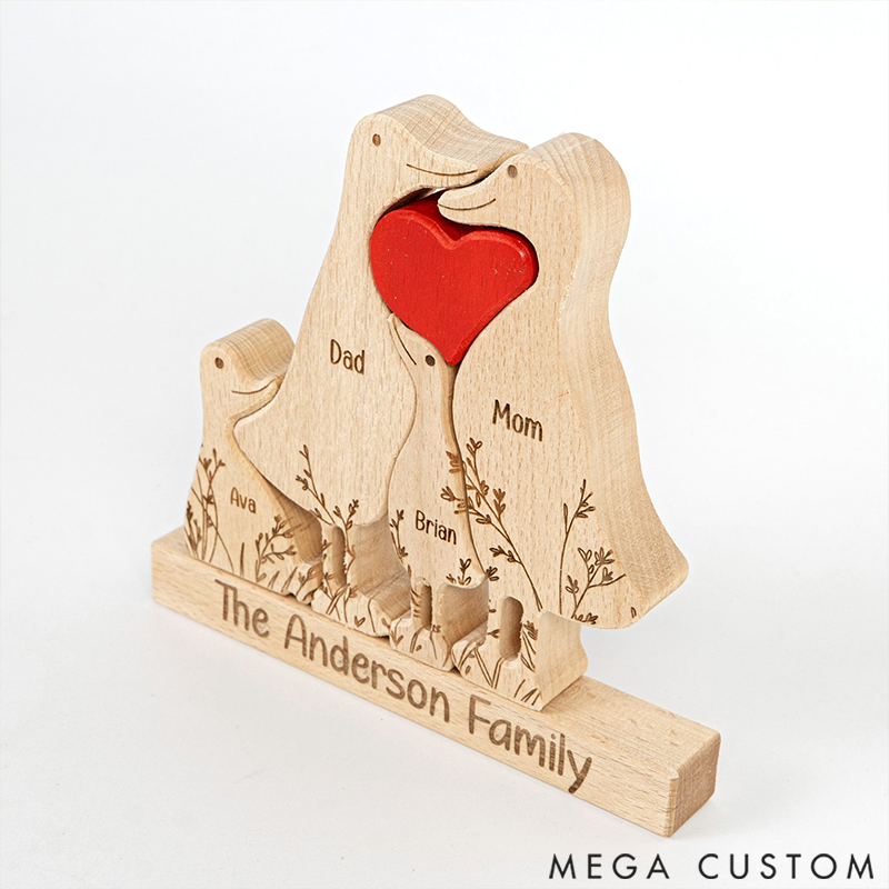Personalized Wooden Duck Family Puzzle Shaped Wooden Ornament Gift for Family