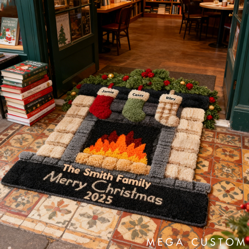 Personalized Our Merry Stockings Doormat Christmas Birthday Gifts for Mom Dad Kids