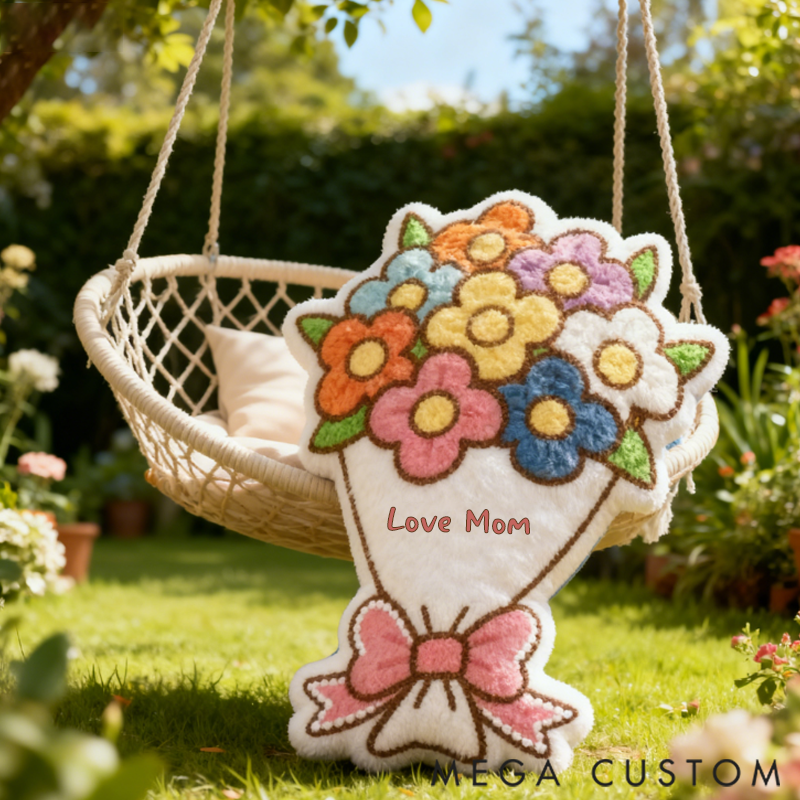 Personalized Bouquet Pillows with Customizable Text Beautiful Gift for Mom