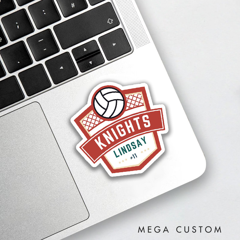 Personalized Volleyball Sticker with Custom Team Name, Player Name and Number for Athlete Sticker