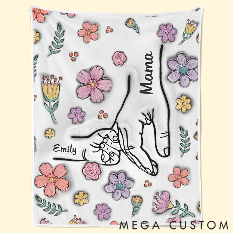  Personalized Hands Holding Nana with Love Printed Blanket Mother's Day Gift for Mom Grandma