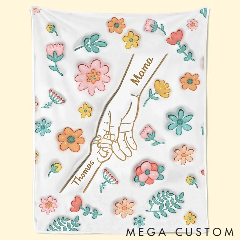 Personalized Fingers Tied with Love Printed Blanket Mother's Day Gift for Mom Grandma