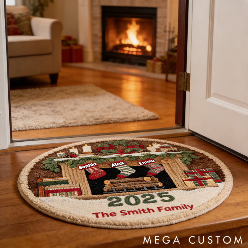 Personalized Merry Christmas Family Round Doormats Christmas Gift for Family