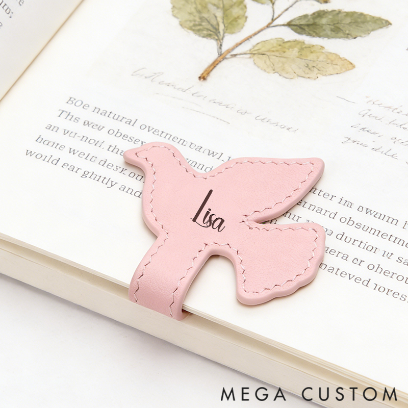 Personalized Leather Bookmark Pigeon-Shaped Bookmark Custom Engraved Name Bookmark
