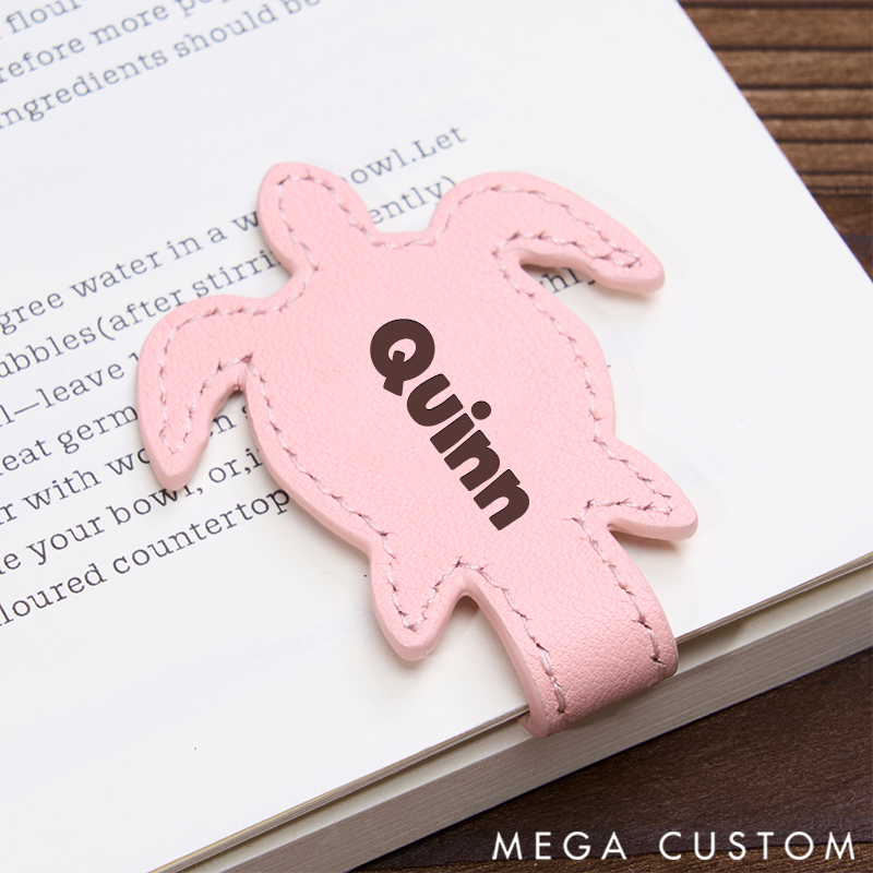 Personalized Leather Bookmark Turtle Bookmark Custom Engraved Name Bookmark