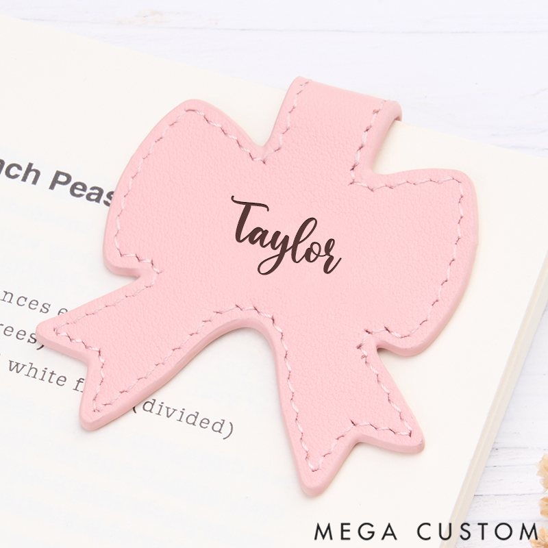 Personalized Leather Bookmark Bow Bookmark Custom Engraved Bookmark