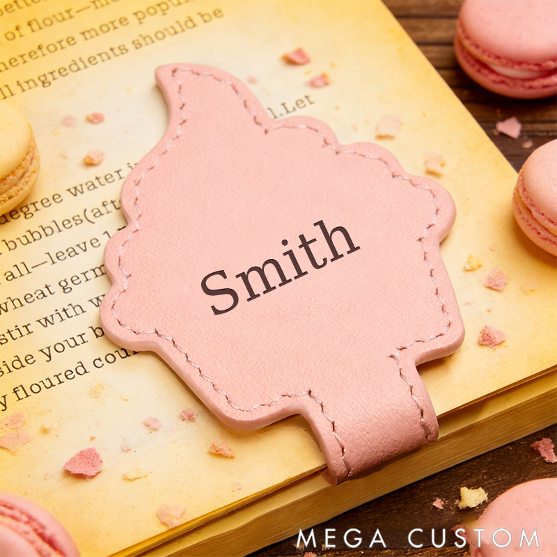 Personalized Leather Bookmark Cake-Shaped Bookmark Custom Engraved Name Bookmark