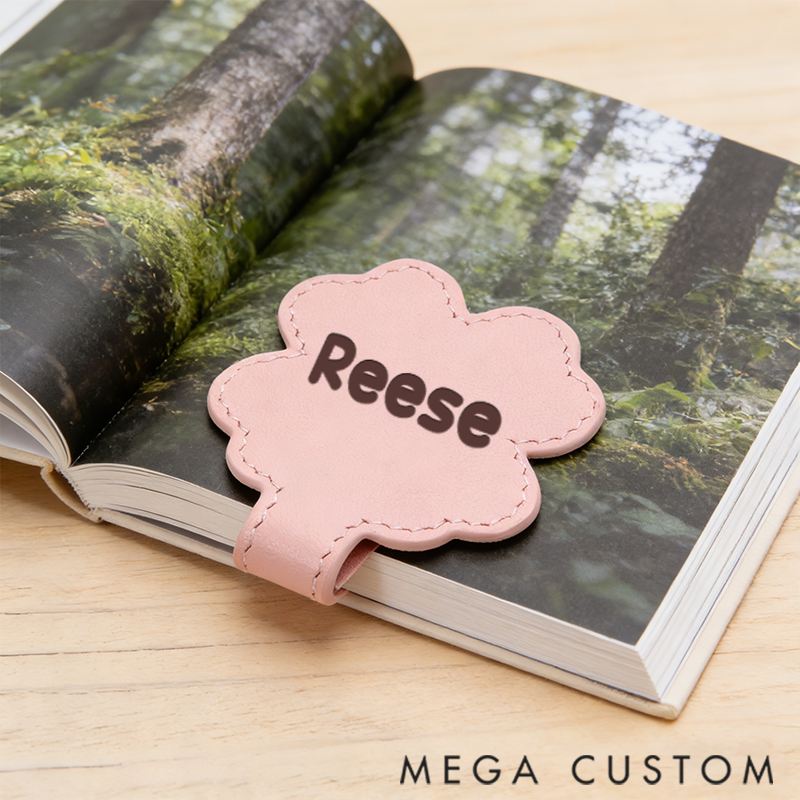 Personalized Leather Bookmark Custom Engraved Four-Leaf Clover Bookmark