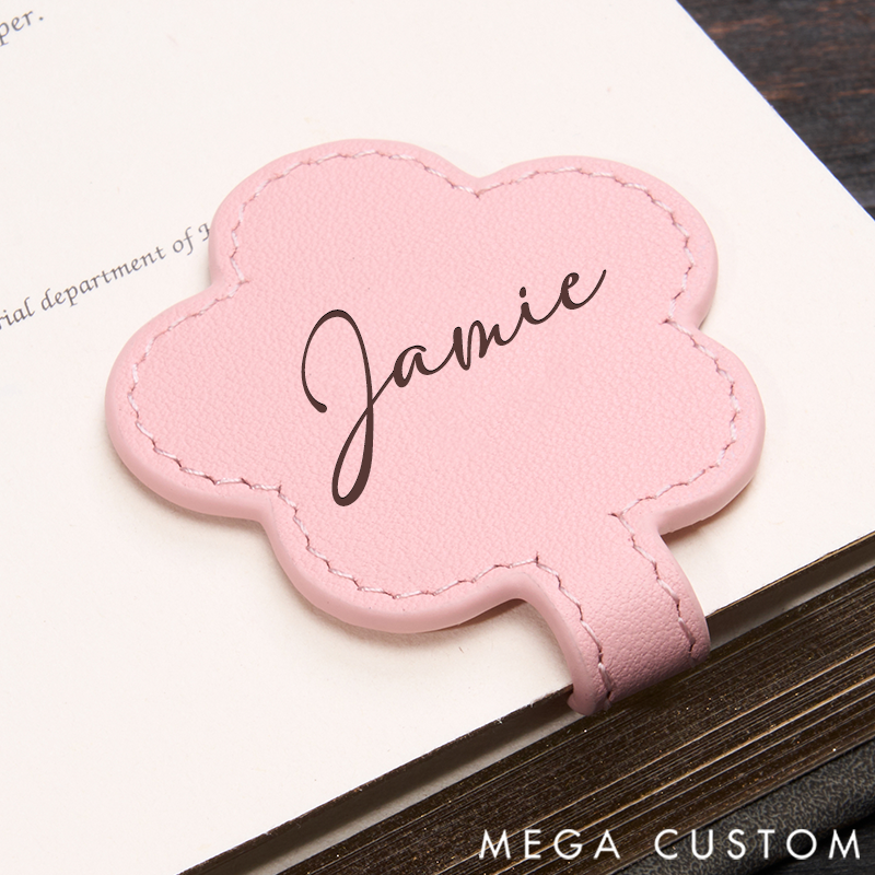 Personalized Leather Bookmark Floral Bookmark Custom Engraved Bookmark