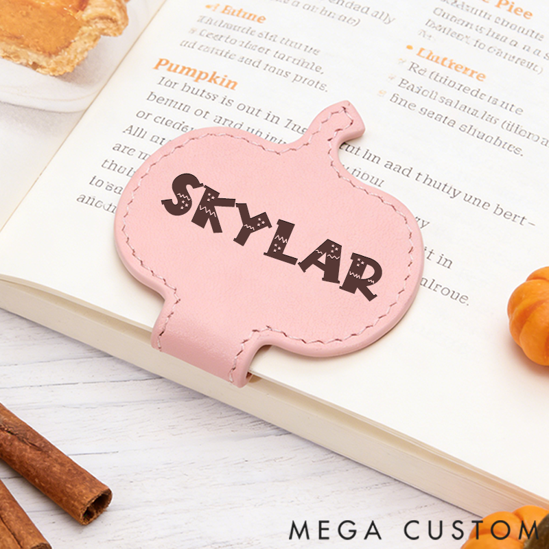 Personalized Leather Bookmark Pumpkin Bookmark Custom Engraved Bookmark Halloween Gift