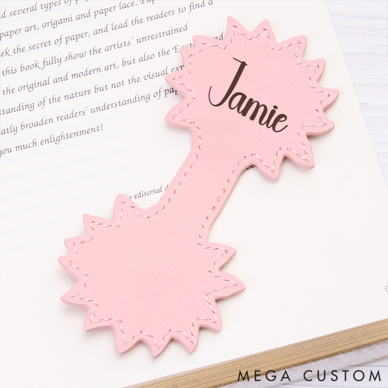 Personalized Leather Sunflower Bookmark Custom Engraved Bookmark