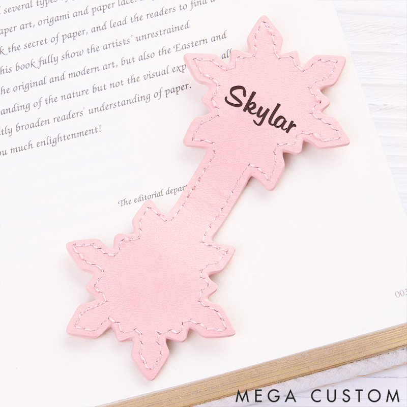 Personalized Leather Snowflake Bookmark Custom Engraved Bookmark