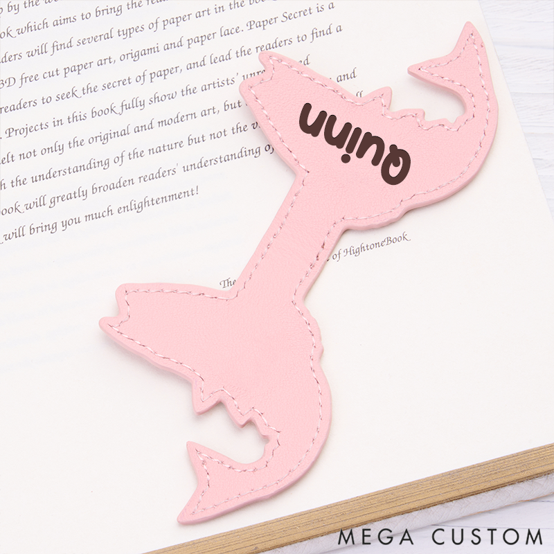 Personalized Leather Fish Symbol Bookmark Custom Engraved Bookmark