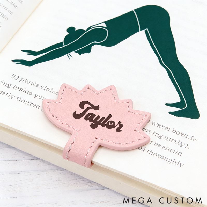 Personalized Leather Yoga Symbol Bookmark Custom Engraved Bookmark