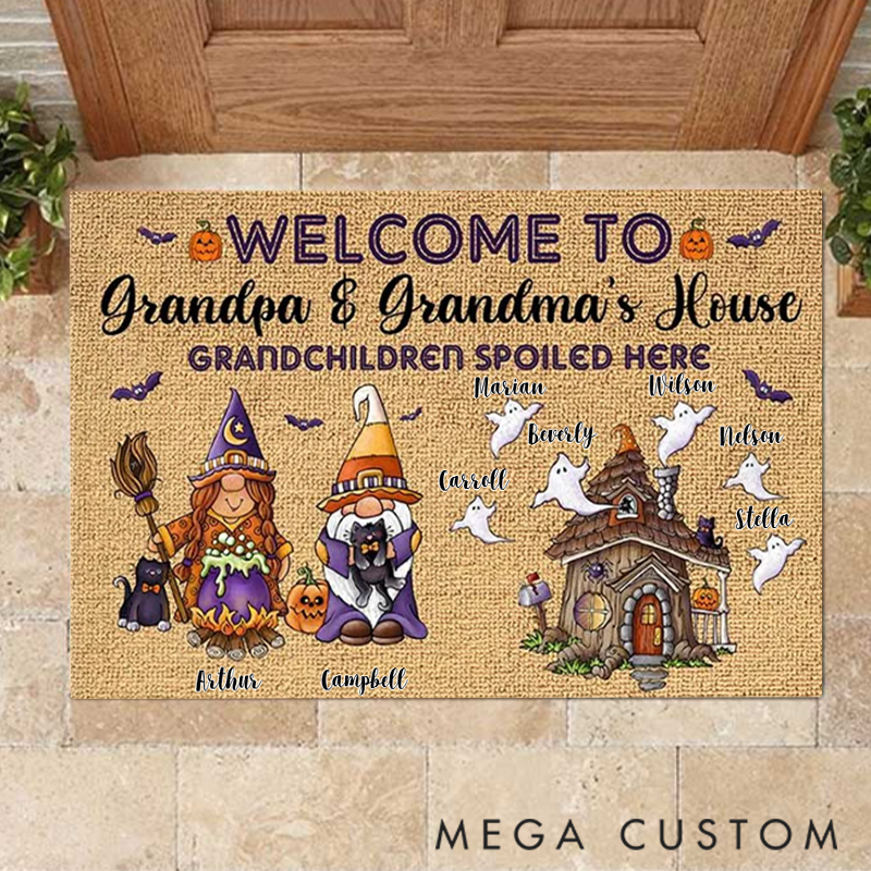 Personalized Grandchildren Spoiled Here on Halloween Doormat Gift Ideas for Halloween