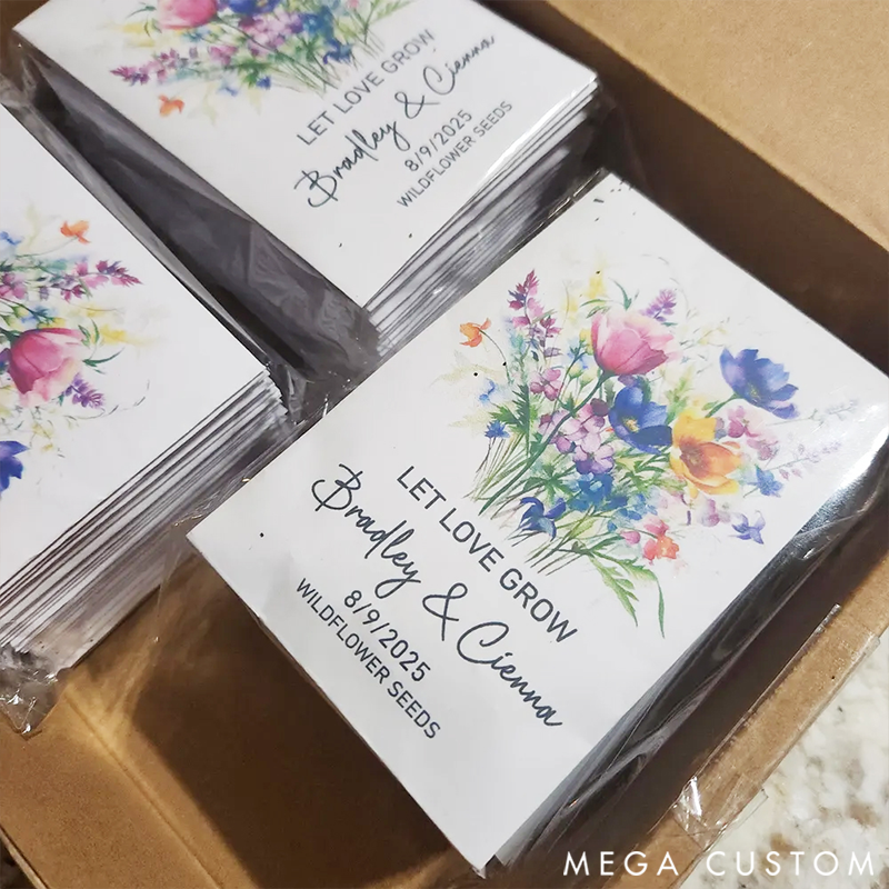 Personalized Eco-Friendly Wildflower Seed Packets Perfect Wedding Favors and Bridal Shower Gifts
