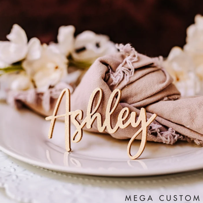 Personalized Birch Wood Name Cards for Weddings and Birthdays Decorative Labels