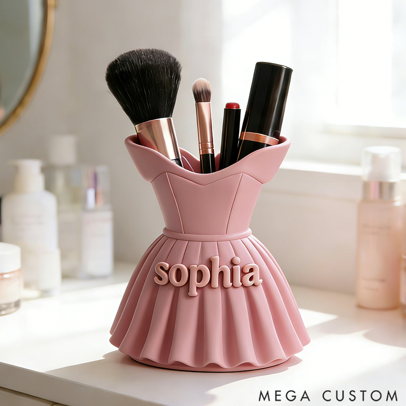 Personalized Mini Dress Shaped Makeup Brush Organizer