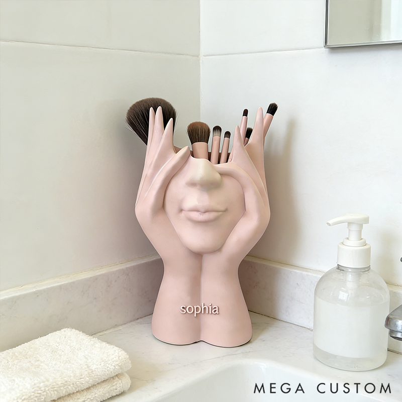 Personalized Creative Body Art Storage Rack with Dual Functionality as Makeup Brush Holder and Pencil Holder