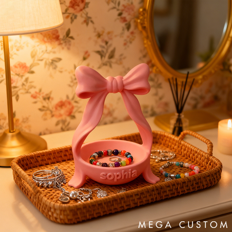Personalized Bow Shaped Storage Dish Cute Jewelry and Key Tray 3D Printed Storage Box