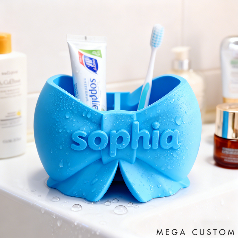 Personalized Bow-Shaped Makeup Brush Organizer and Pencil Holder 3D Printed Design
