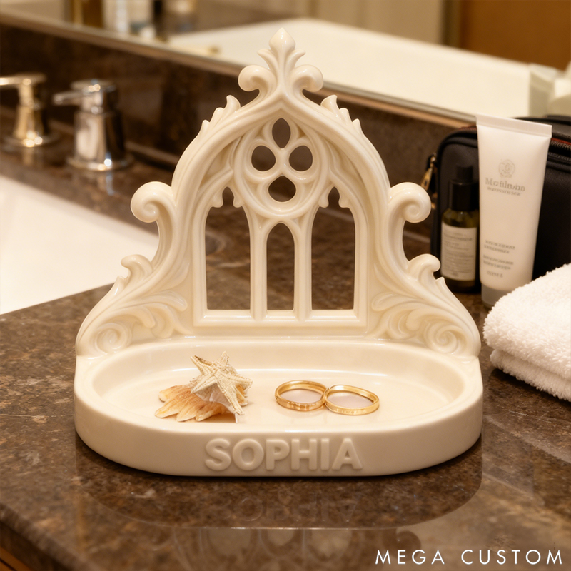 Personalized Gothic Arch Storage Tray Baroque Style Jewelry Dish Key Holder