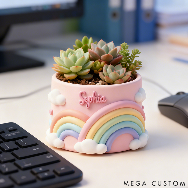 Personalized Cute Rainbow Flower Pots for 3D Printing