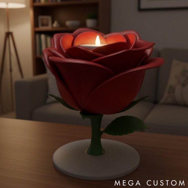 Rose Candle Holder 3D Printed Floral Candle Holder for Romantic Table Decor