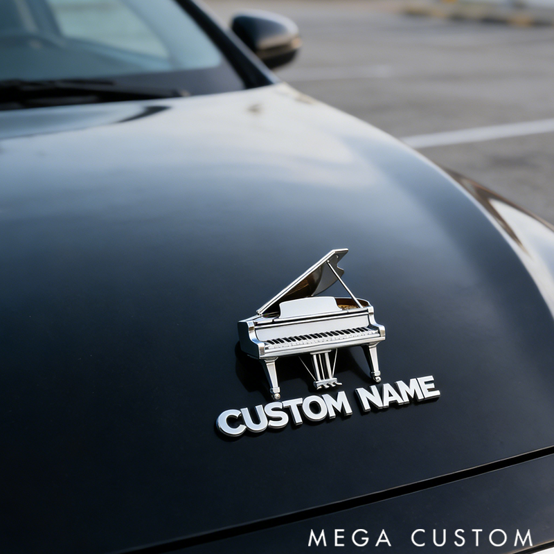 Personalized Auto Emblem with Creative Musical Motifs Great for Music Enthusiasts