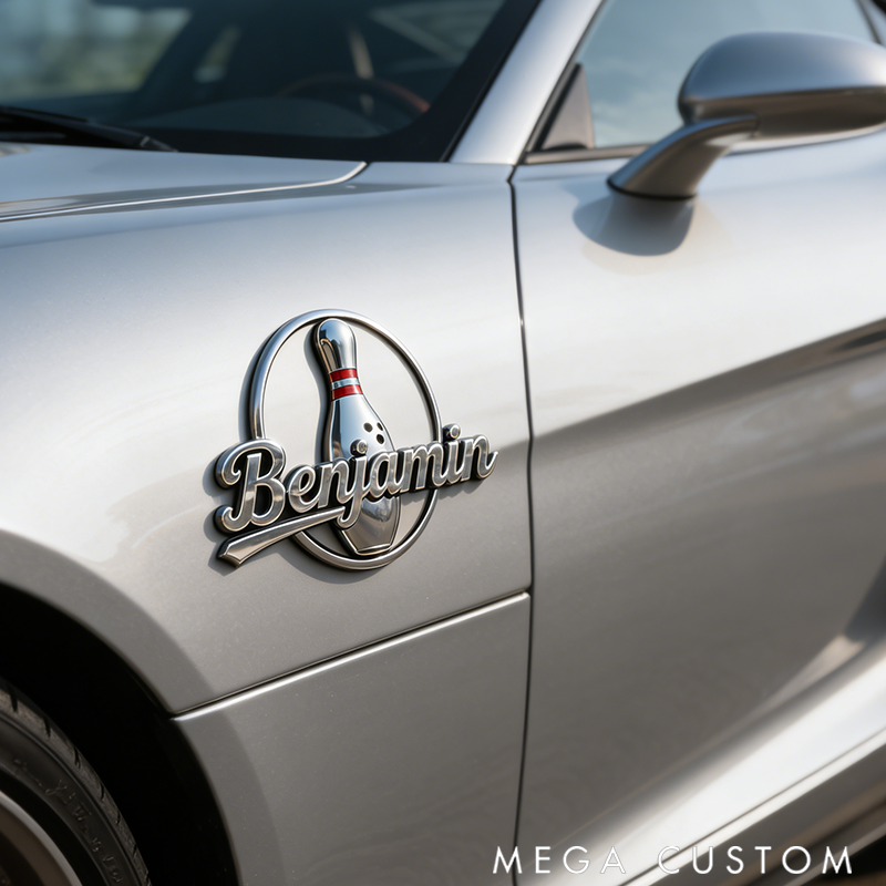 Personalized Bowling Ball Car Badge Instantly Adds Exclusive Style to Your Vehicle