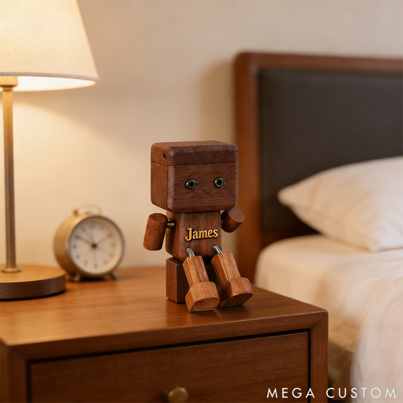 Personalized Wooden Robot Figurine Minimalist Desktop Decor Wooden Toy Gift