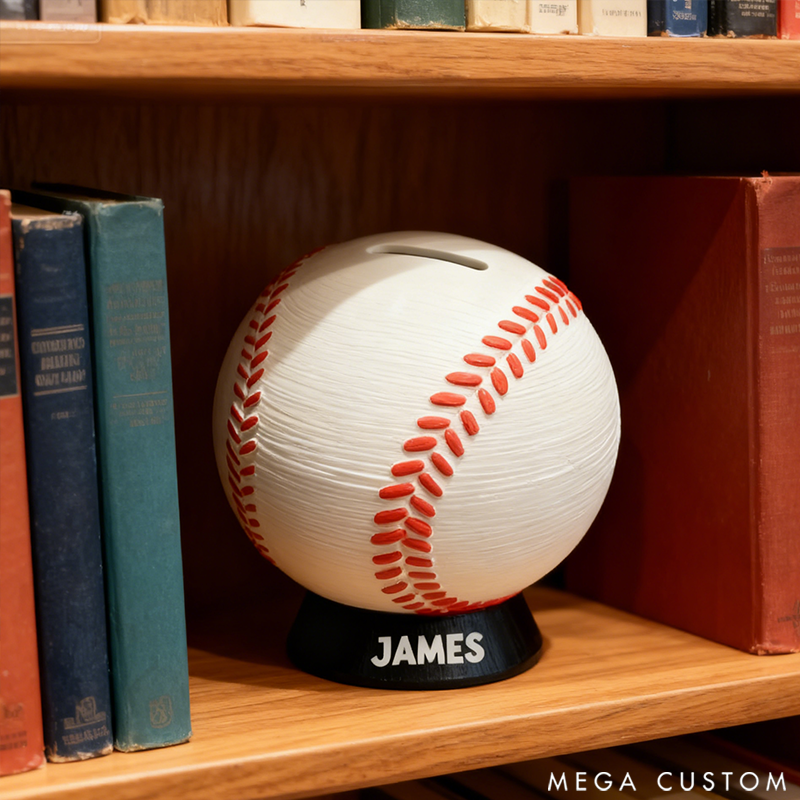 Personalized Baseball Piggy Bank Birthday Gift for Sports Fans and Baseball Lovers 3D Printer Piggy Bank