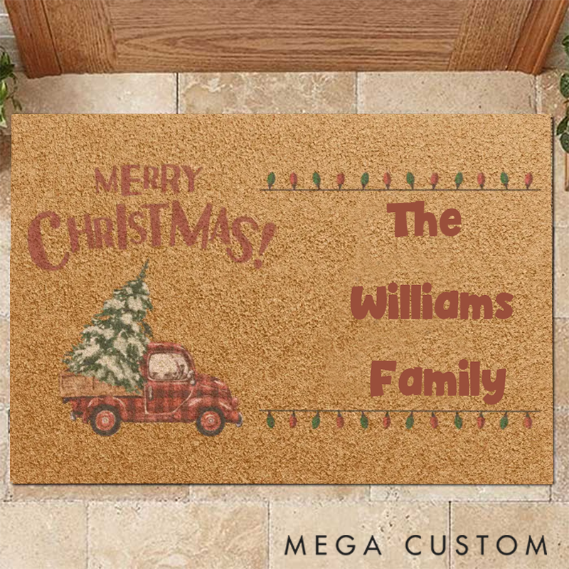 Personalized Welcome Doormat Celebrate Christmas with Your Family Name this Holiday Season