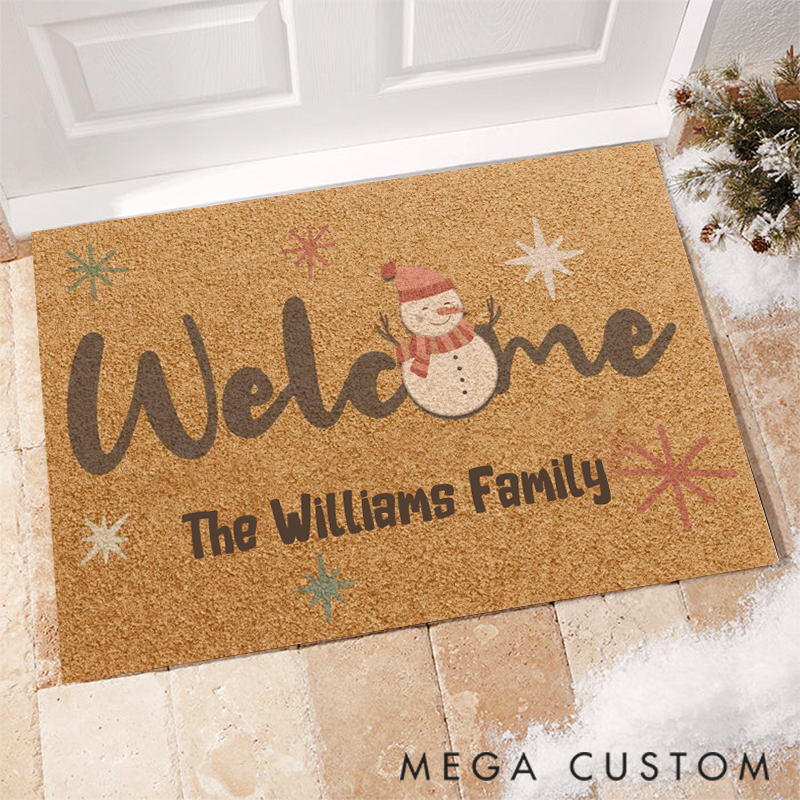 Personalized Snowman Doormat Add a Touch of Joy with Your Unique Name