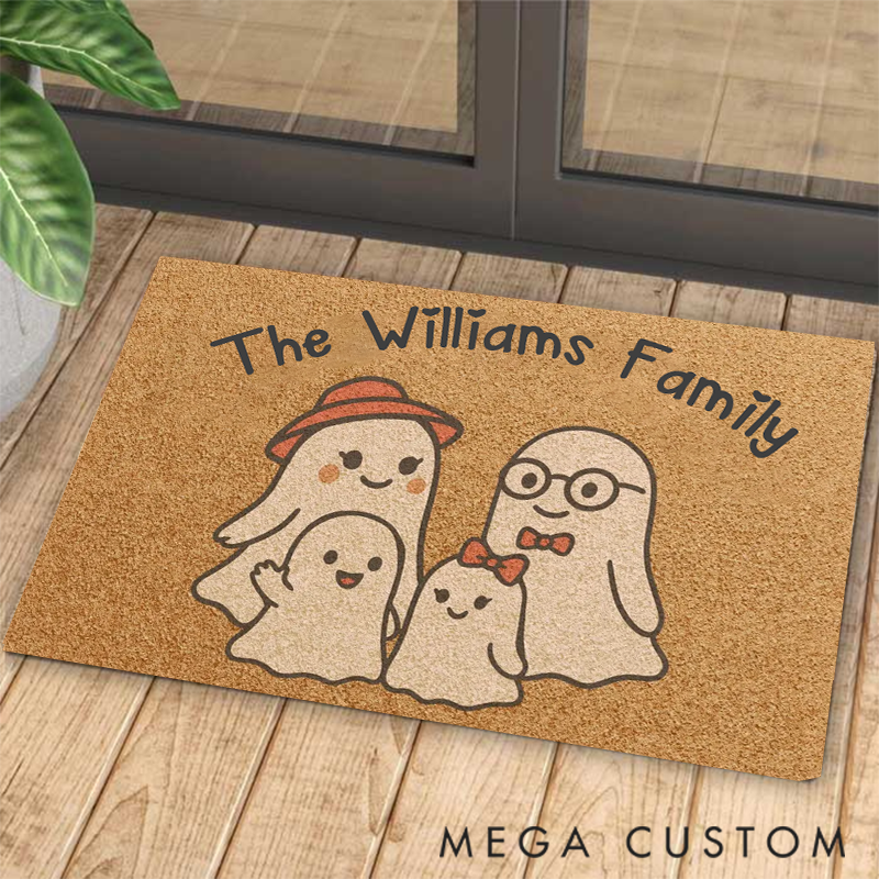 Personalized Ghost Family Doormat Spooky Halloween Welcome Doormat 