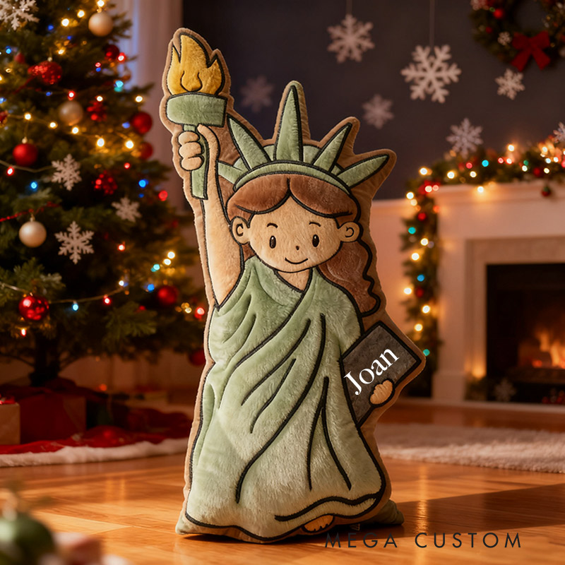 Personalized Funny Pillow Christmas Graphic 3D Print Statue of Liberty Customized Name Gift for Travel Lovers