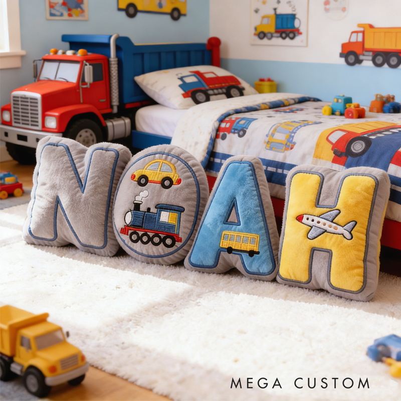 Personalized Vehicle Themed Cushion for Boys with Name Christmas Gift for Kids