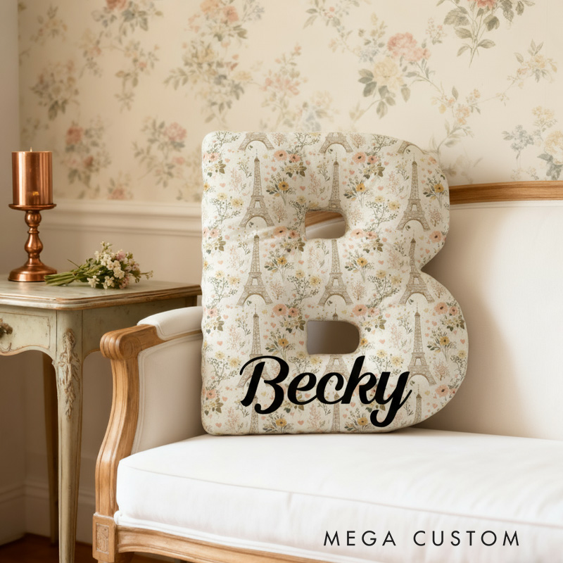 Personalized Flower Tower Pillow Graphic 3D Print Paris Travel Gift for Travel Lovers