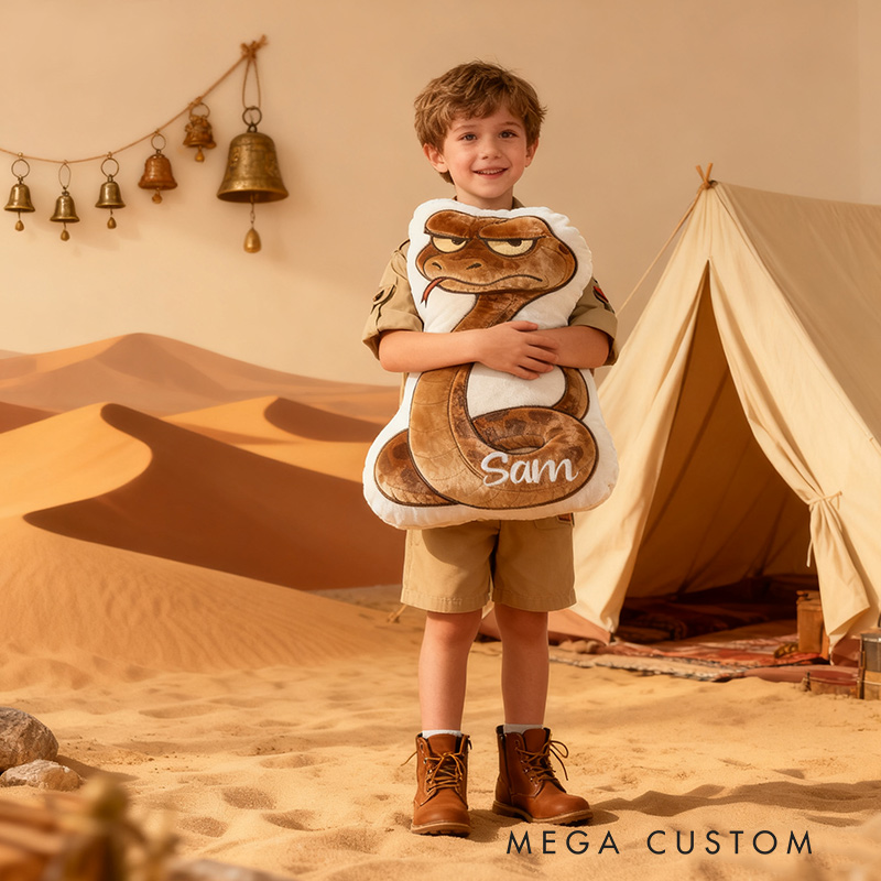 Personalized Desert Travel Pillow Graphic 3D Print Snake and Custom Name Gift for Travel Lovers Travel Souvenirs