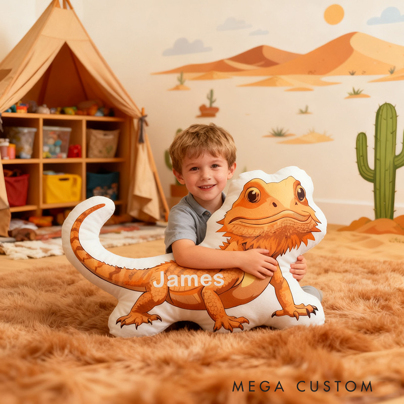 Personalized Desert Travel Pillow Graphic 3D Print Lizard and Custom Name Gift for Travel Lovers Travel Souvenirs