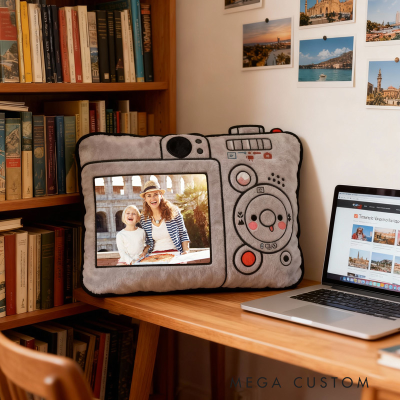 Personalized Camera Pillow Graphic 3D Print Custom Photo Travel Souvenirs for Travel Lovers