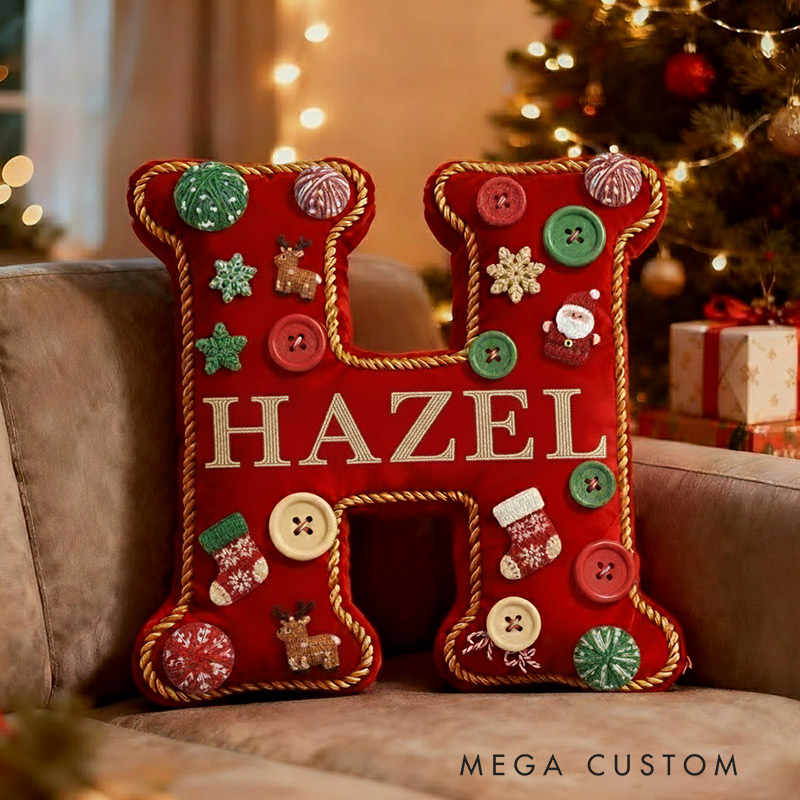 Personalized Knitting Letter Pillow Graphic 3D Print  Yarn Ball Button and Custom Name Pillow for Knitting Lovers