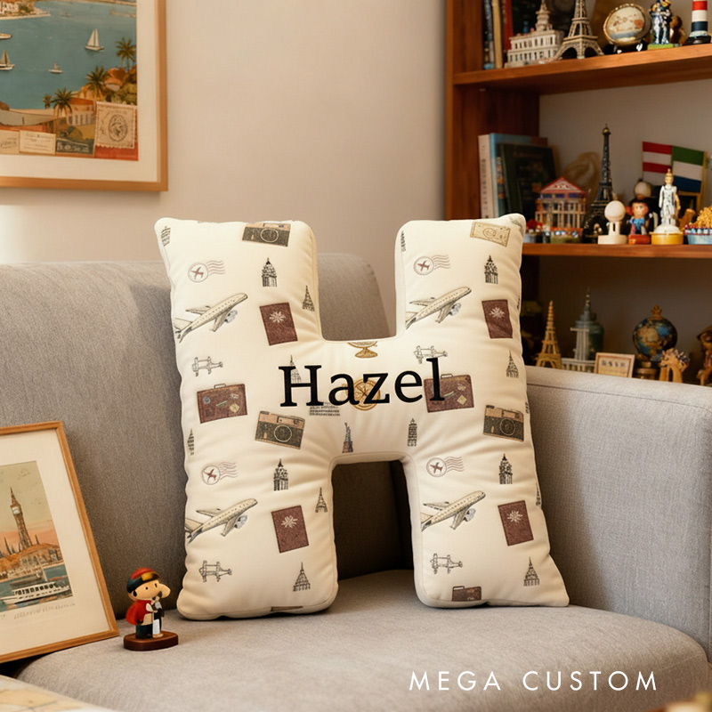 Personalized Travel Letter Pillow Graphic 3D Print Travel Items Pillow for Travel Lovers