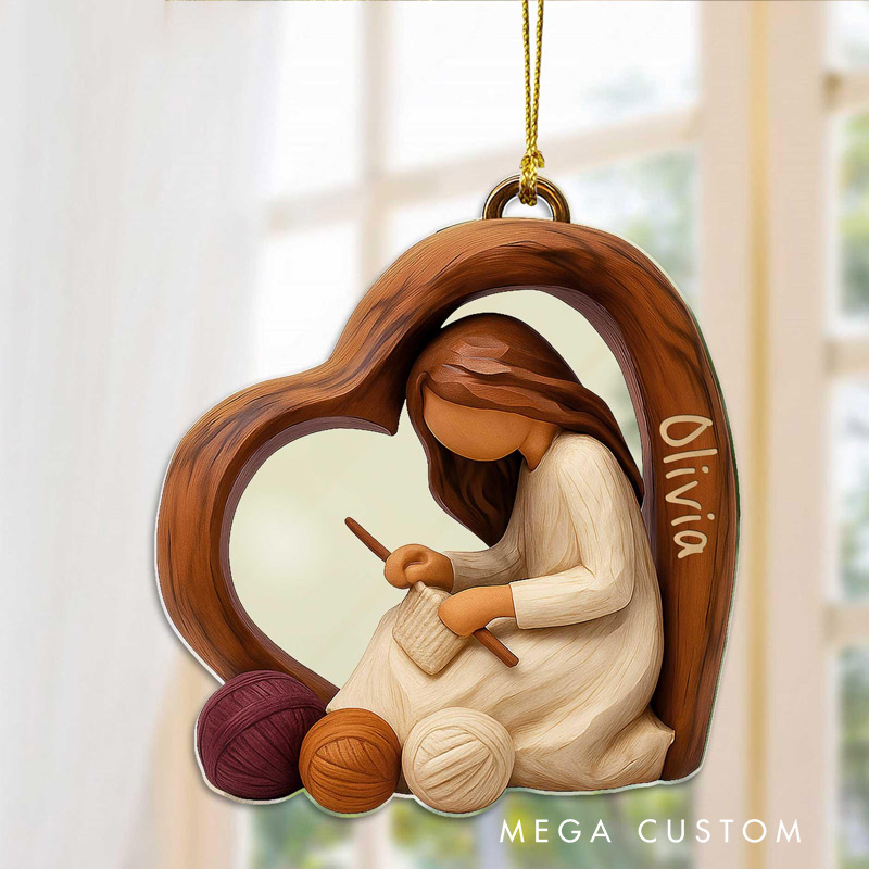 Personalized Crochet Lovers Ornament Just A Girl Who Loves Knitting Christmas Ornament Gift For Crocheters