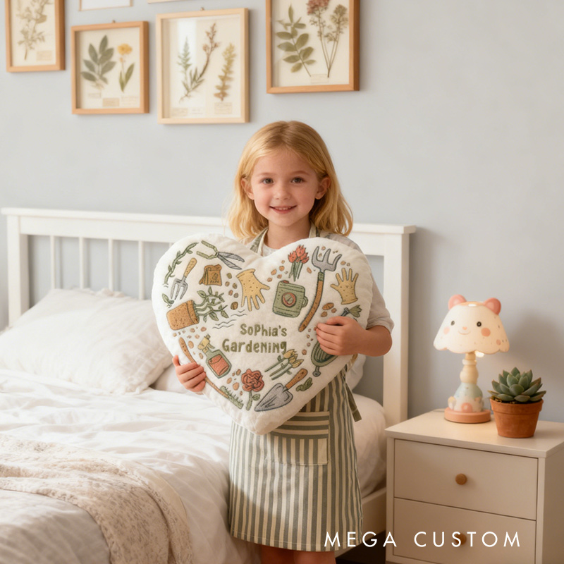 Personalized Heart-shaped Pillow Graphic 3D Print Gardening Items Pillow for Gardening Lovers