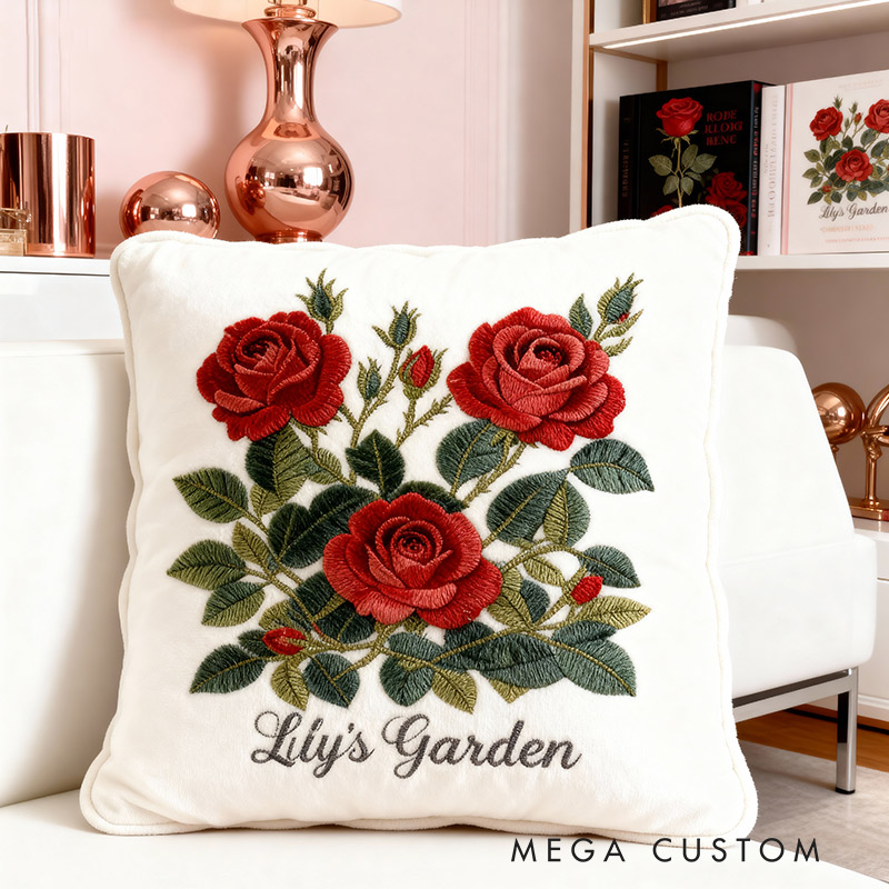 Personalized Roses Pillow Graphic 3D Print Roses and Custom Name Garden Pillow for Gardening Lovers