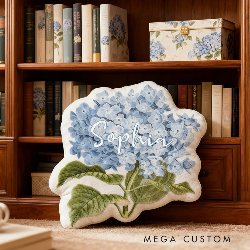 Personalized Hydrangea Pillow Graphic 3D Print Hydrangea and Custom Name Pillow for Gardening Lovers