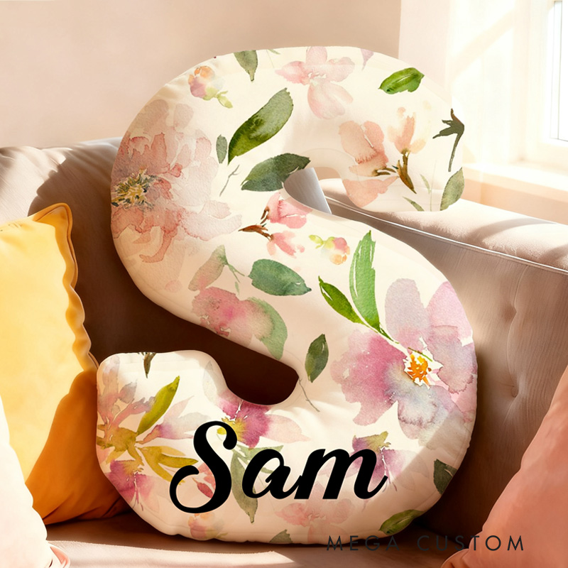 Personalized Flowers Letter Letter Pillow Graphic 3D Print Flowers Custom Name Pillow for Gardening Lovers