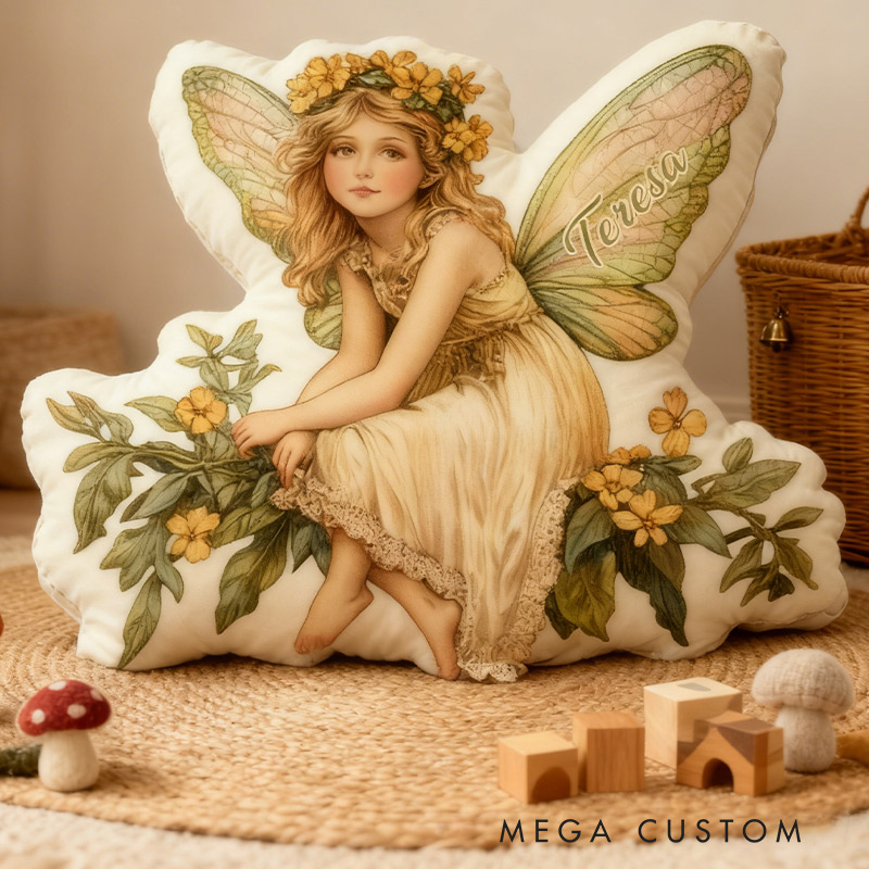 Personalized Garden Fairies Pillow Graphic 3D Print Retro Garden Fairy Custom Name Pillow for Gardening Lovers