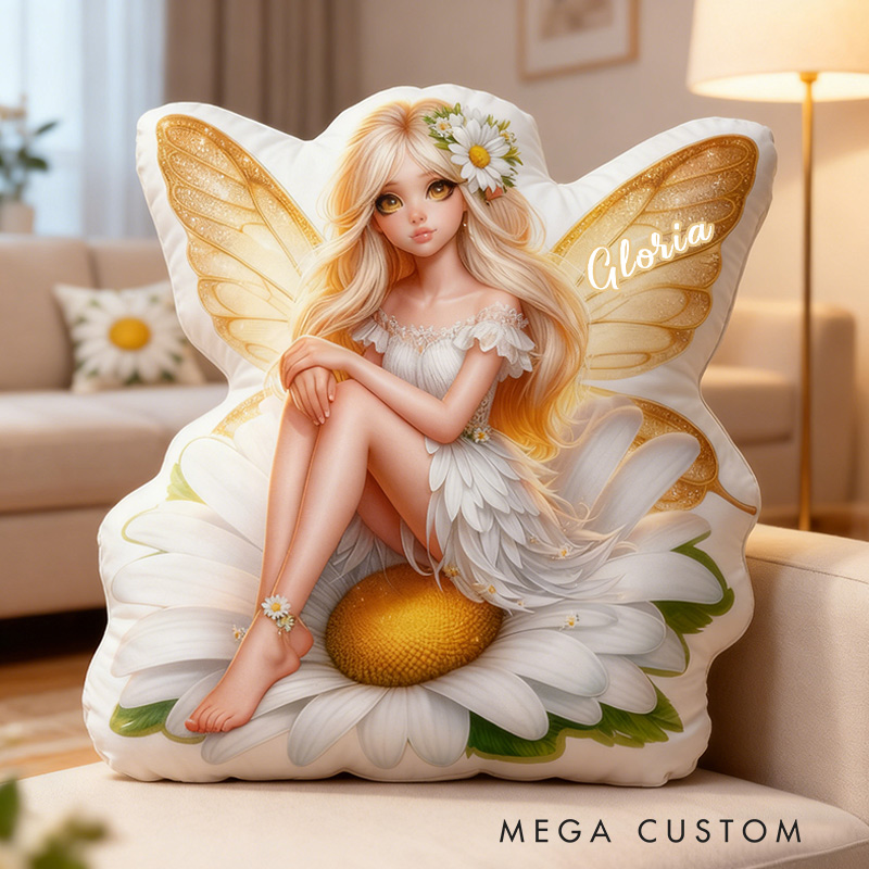 Personalized Garden Fairies Pillow Graphic 3D Print Daisy Garden Fairy Custom Name Pillow for Gardening Lovers